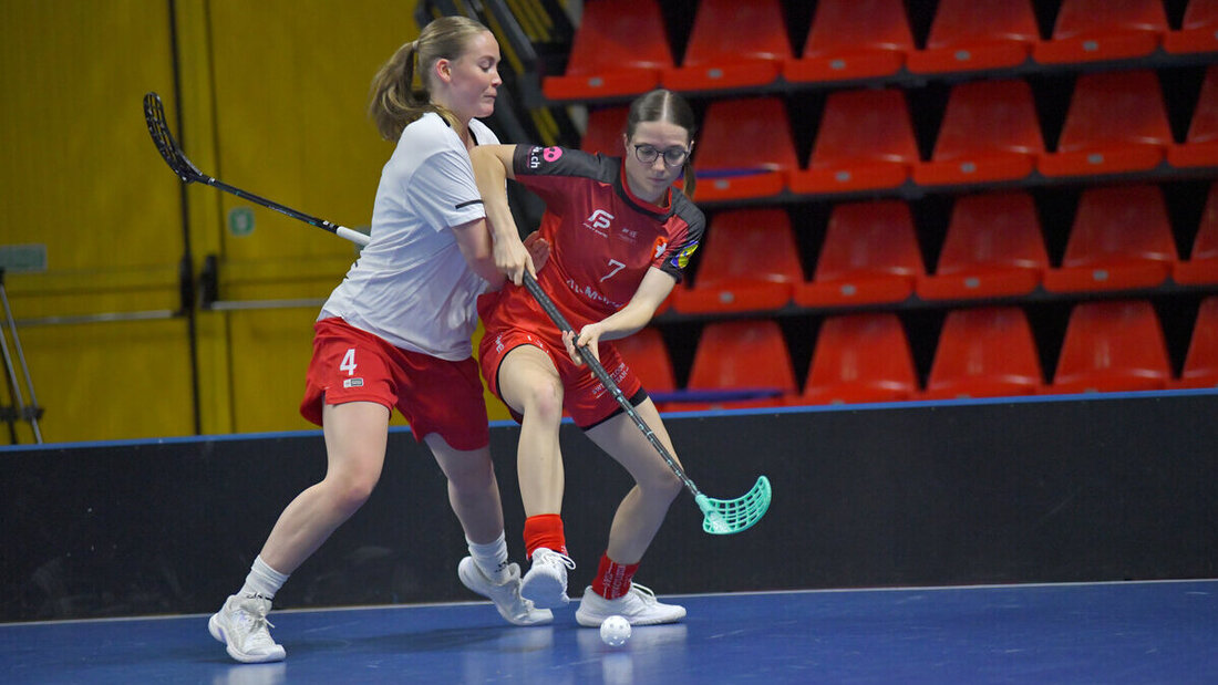 Im Gruppenspiel gegen Dänemark: Svenja Bertsch (rechts) beim U19-WM-Debüt. (Pressebild)