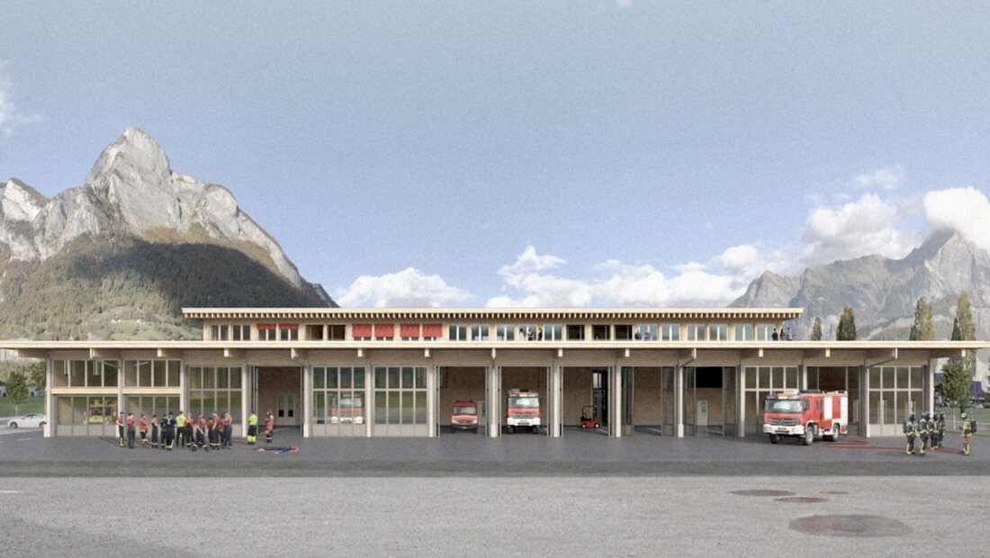 Der nächste Schritt ist geschafft: Beim Sicherheits- und Rettungsstützpunkt Riet geht es wie geplant weiter. (Visualisierung Pressedienst)