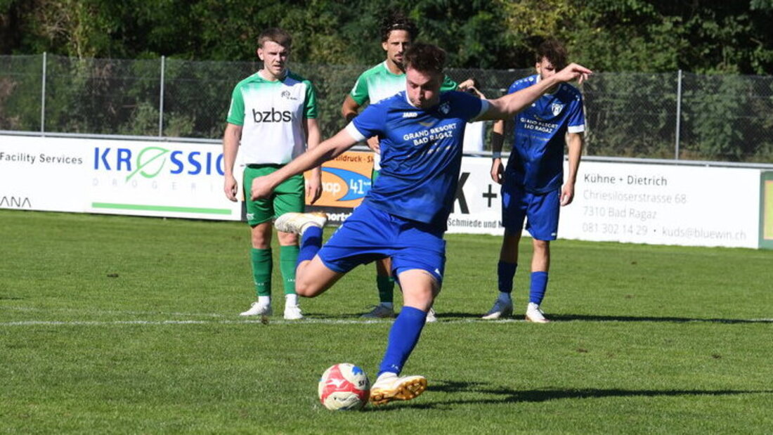 Dritter Doppelpack in dieser Saison: Orlando Caluori erzielt die ersten beiden Ragazer Tore. (Bild: Martin Broder)