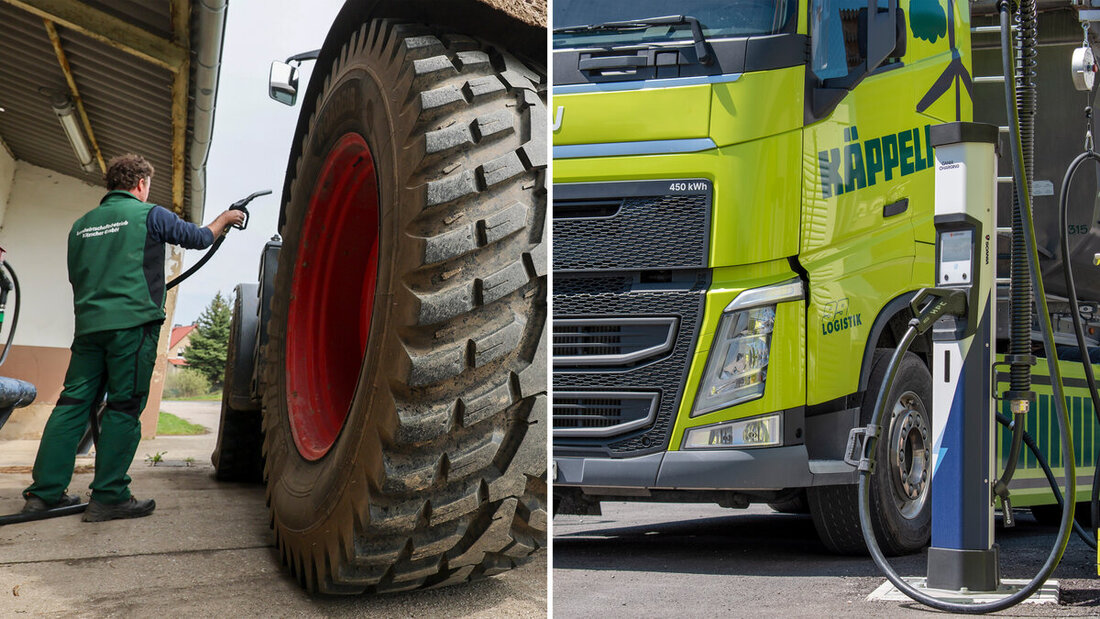 Zwei Tanksäulen, zwei Preise: Wer momentan nicht auf den rekordteuren Diesel angewiesen ist, profitiert finanziell. (Symbolbilder: Gianluca Volpe, Keystone)