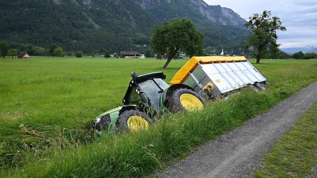 Zwei aufsehenerregende Vorfälle mit gestohlenen Traktoren: Die Fahrt in einen Bach bei Berschis...