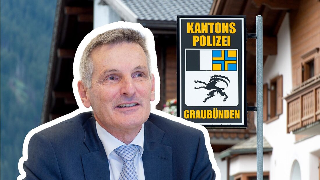 Kein Leistungsabbau: Im Prättigau bleibe die sichtbare Präsenz der Kantonspolizei gleich, sagt ihr Kommandant Walter Schlegel. (Bilder: Olivia Aebli-Item und Corinne Thöni/ Bildmontage: Olivia Aebli-Item)