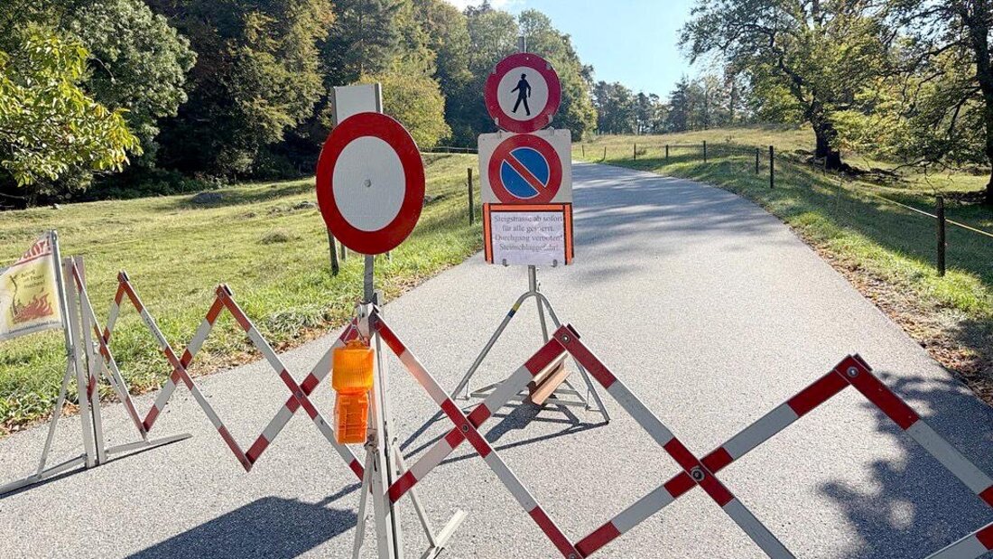 Stopp: Die Steigstrasse zwischen Fläsch und der St. Luzisteig ist derzeit gesperrt. (Bild: Philipp Wyss)