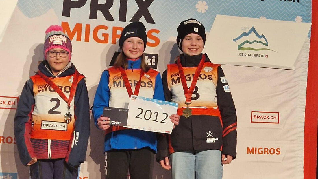 Norina Schwitter (links) wird Zweite bei den Mädchen des Jahrgangs 2012. (Pressebild)