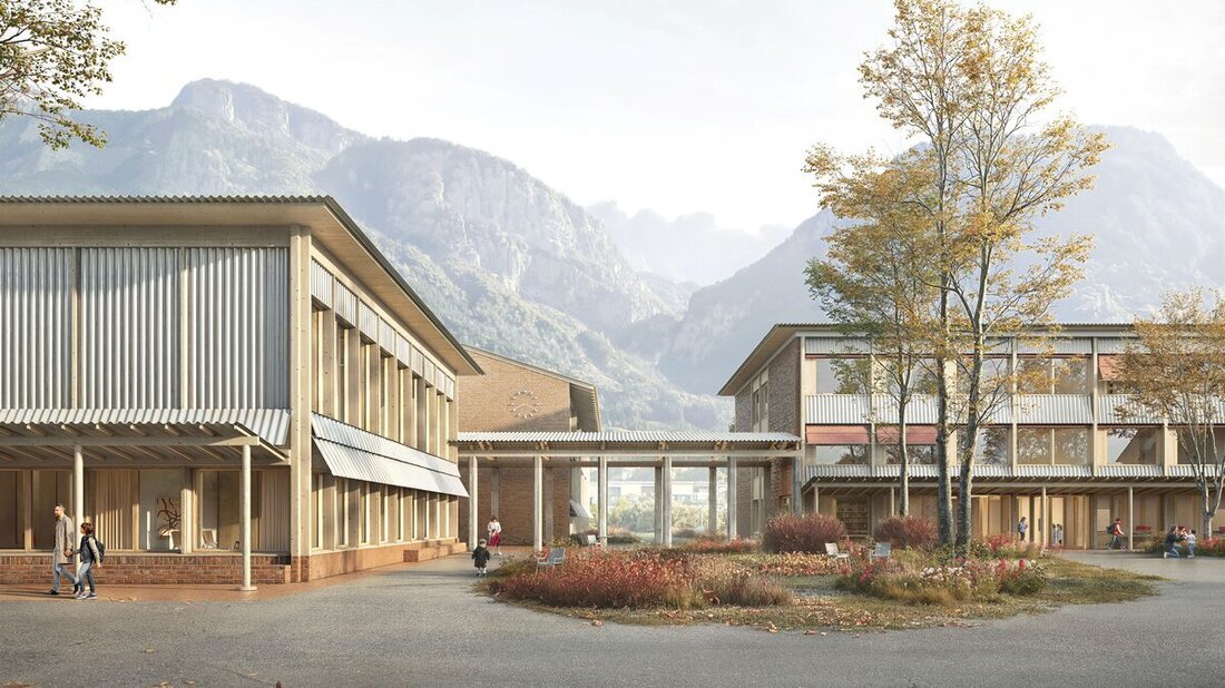 Ein 40-Millionen-Projekt: Das neue Primarschulhaus in Flums in einer Visualisierung. (Bild: Pressedienst)
