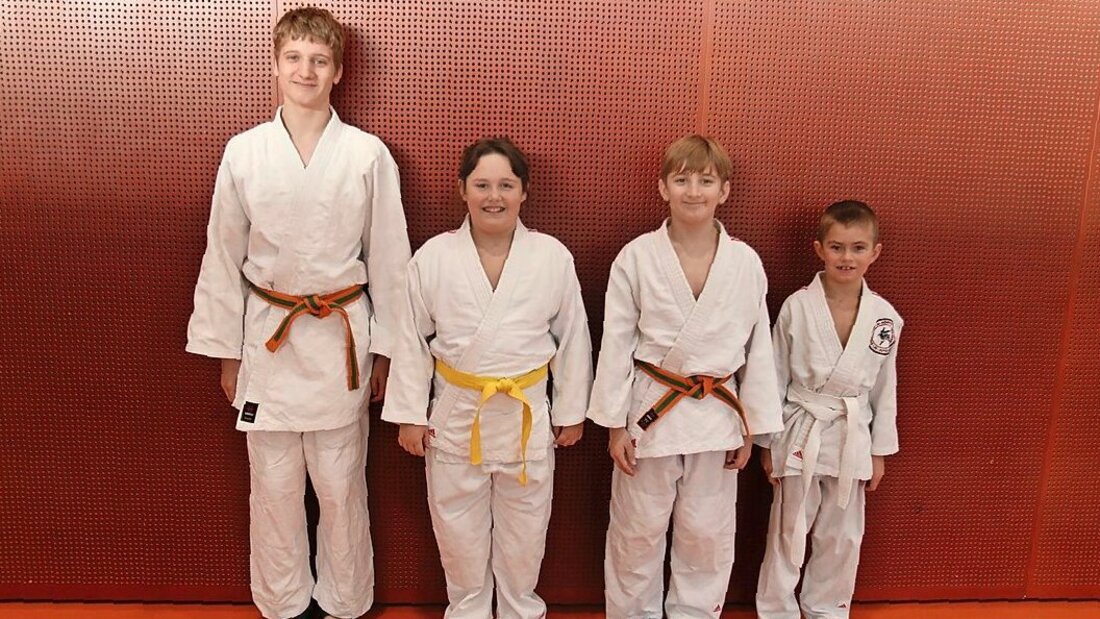 Die Nachwuchsdelegation des JJJC Ni-Honto Heiligkreuz: Lian Grünenfelder, Luena Giger, Evan Grünenfelder und Manuel Rohrer (von links). (Pressebild) 171912_171914.jpg