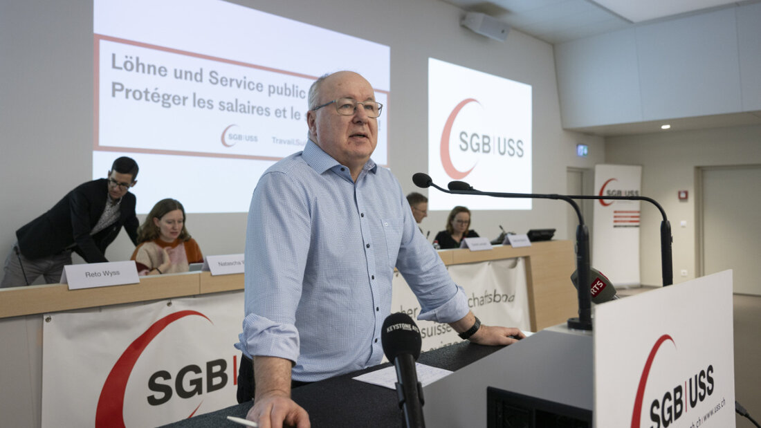 Stellt die Lohnforderungen für 2026 vor: Pierre-Yves Maillard, Präsident des Gewerkschaftsbundes und Ständerat (SP/VD). (Archivbild) 20250904090141126.jpg
