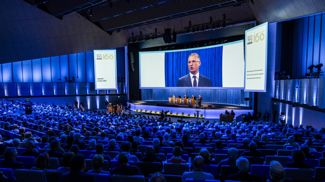 Nestlé-CEO Philipp Navratil spricht anlässlich der Aktionärsversammlung des Nahrungsmittelkonzerns Mitte April in Lausanne. (Archivbild) 20260707074823218.jpg