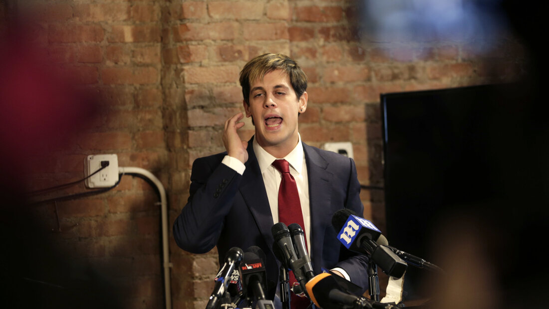 ARCHIV - Der für rechtspopulistische Aussagen bekannte Blogger Milo Yiannopoulos ist laut Medienberichten von ICE festgesetzt worden. Foto: Seth Wenig/dpa 20260829001045411.jpg