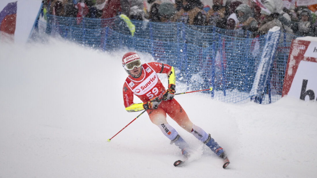 Sandro Zurbrügg - hier im Zielraum von Adelboden vor knapp zwei Wochen - ist im Europacup sehr erfolgreich unterwegs 20260122141548599.jpg