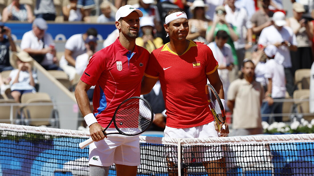 Die Zweitrundenpartie an den Sommerspielen in Paris gegen Novak Djokovic (links) war Rafael Nadals bislang letzter Einsatz im Einzel 20241014132007521.jpg