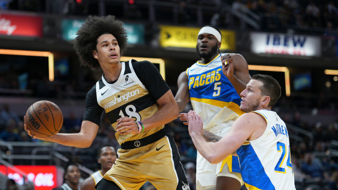 Kyshawn George (links) gewinnt mit den Wizards das Kellerduell gegen die Pacers 20251215060108909.jpg