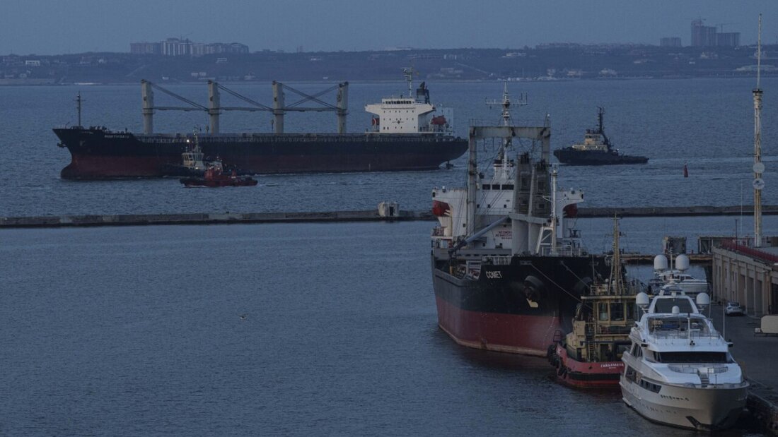 ARCHIV - Schiffe im Hafen von Odessa. Foto: Evgeniy Maloletka/AP/dpa/Archivbild 20260107201556660.jpg