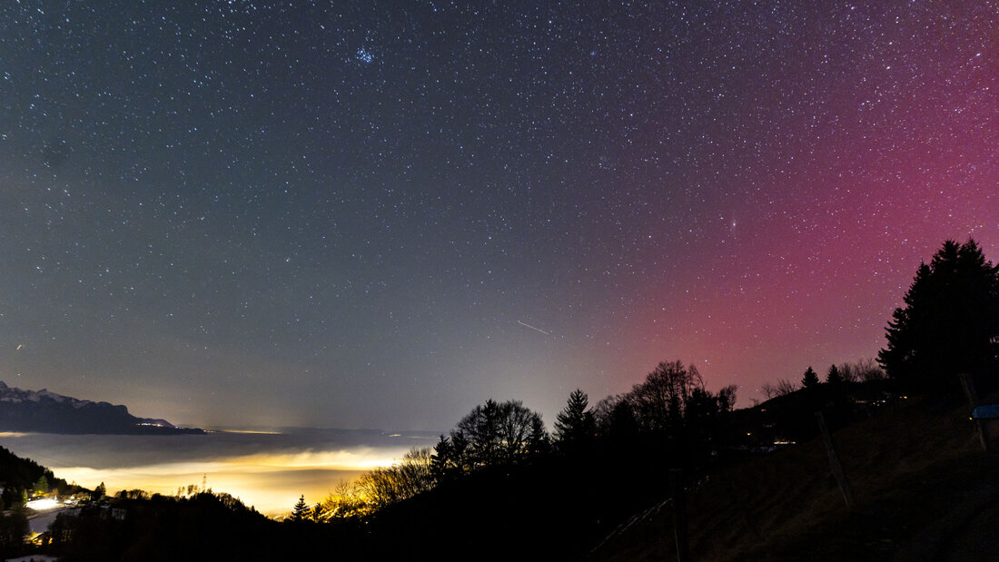 Deutlich sichtbare Polarlichter haben in der Nacht auf den 20. Januar 2026 den Himmel über Les Avants VD erleuchtet. In der Nacht auf Sonntag waren die Polarlichter über der Schweiz hingegen nur schwach zu erkennen. (Archivbild) 20261011032606461.jpg