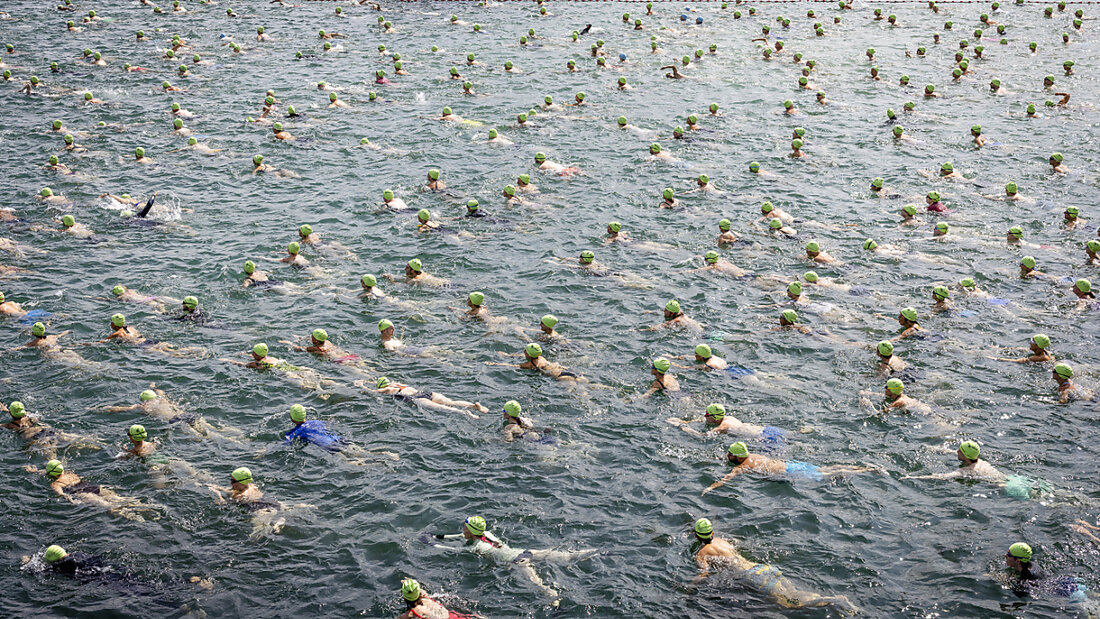 Enge Verhältnisse auf dem Zürichsee: Über 8500 Schwimmerinnen und Schwimmer nahmen am Mittwoch an der Seeüberquerung teil. 20240821195147503.jpg