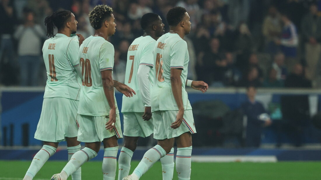 Frankreichs Offensive mit Michael Olise, Désiré Doué, Ousmane Dembélé und Kylian Mbappé (von links) will auch die spanische Verteidigung vor Probleme stellen 20260714050035819.jpg