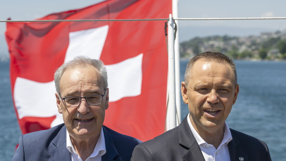 Nach der Führung im Museum findet der Staatsbesuch des polnischen Präsidenten bei einer Schifffahrt auf dem Genfersee seine Fortsetzung (rechts der polnische Präsident Nawrocki in Begleitung von Bundespräsident Parmelin). 20260528161404517.jpg