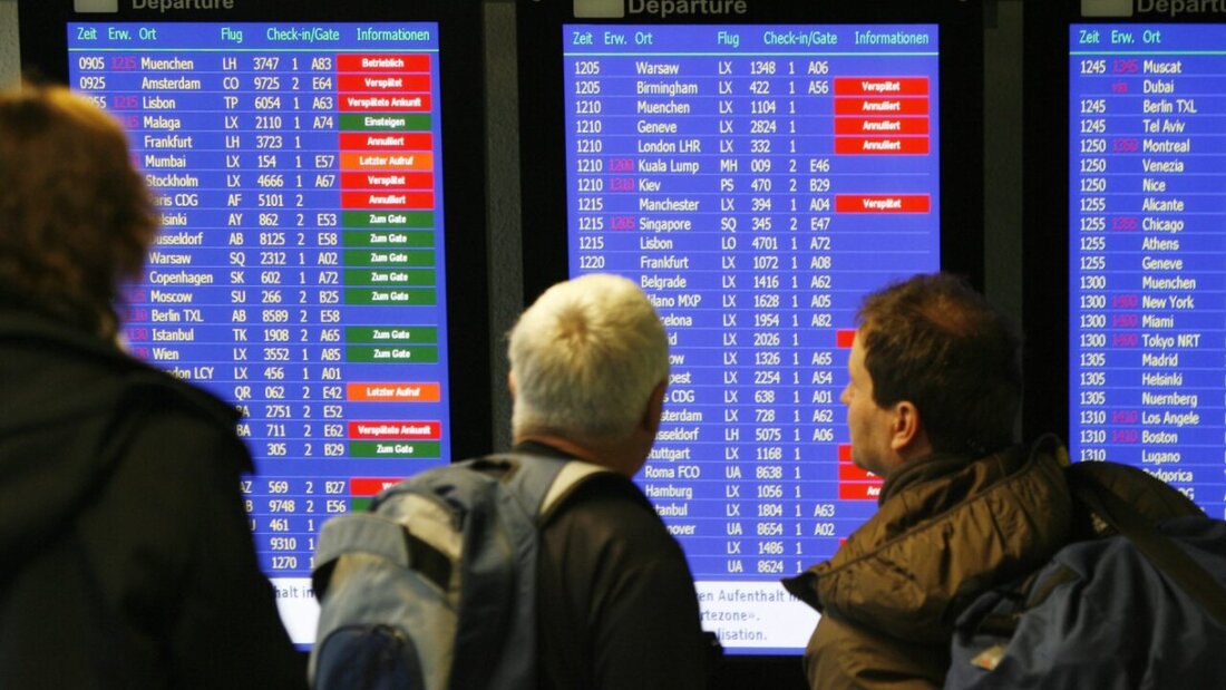 Verspätungen am Flughafen Zürich: Statt 44 Minuten wie im Vorjahr mussten Reisende diesen Sommer im Schnitt nur noch 38 Minuten auf ihren verspäteten Abflug warten. (Archivbild) 20250819100213209.jpg