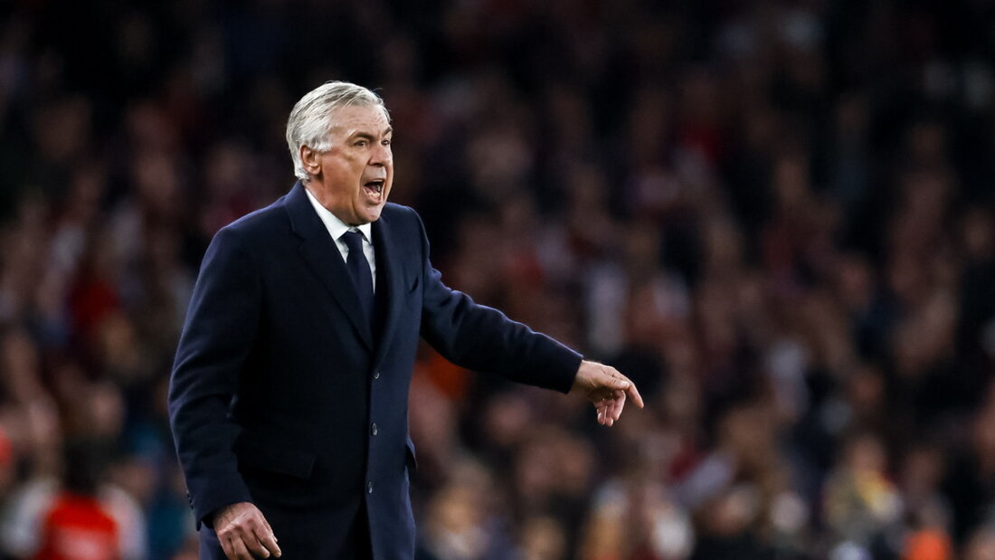 Carlo Ancelotti, Trainer von Real Madrid, sucht nach der klaren Niederlage im Viertelfinal-Hinspiel gegen Arsenal Argumente für ein Weiterkommen 20250409092709286.jpg
