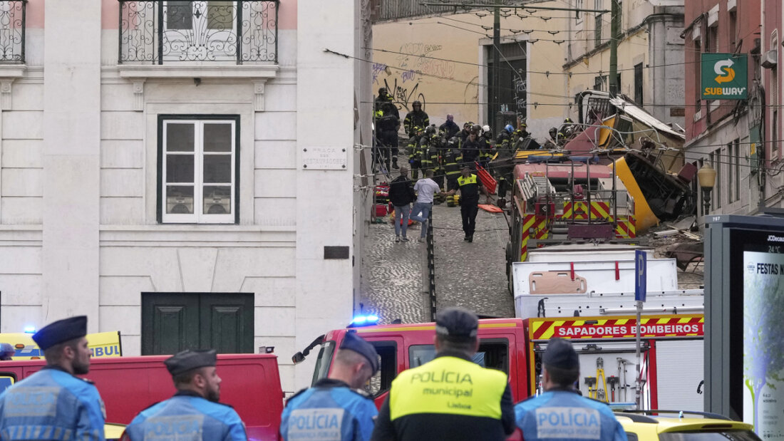 Die Zahl der Todesopfer nach dem Unglück in der Standseilbahn Elevador da Glória in Lissabon erhöhte sich in der Nacht auf Donnerstag auf 17. 20250904113540189.jpg