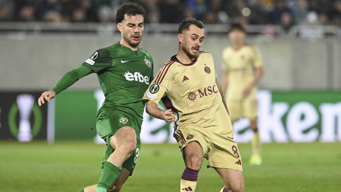 Pedro Naressi (links) im Februar 2024 im Europa-League-Spiel gegen Servettes Timothy Cognate 20260623132018488.jpg