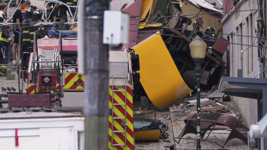 Die Zahl der Todesopfer nach dem Unglück in der Standseilbahn Elevador da Glória in Lissabon erhöhte sich in der Nacht auf Donnerstag auf 16. Verletzt wurde eine Schweizerin. 20250904154035116.jpg