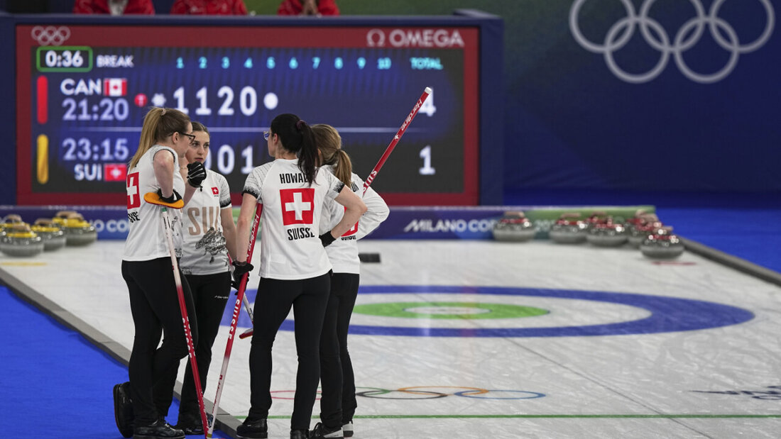 Silvana Tirinzoni, Alina Pätz, Selina Witschonke und Carole Howald befreien sich gegen Kanada nach einem 0:4-Rückstand und einem Ausrutscher gegen Japan zuvor 20260214222027303.jpg