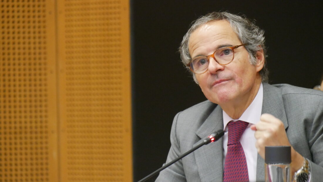 Der Chef der Internationalen Atomenergiebehörde (IAEA), Rafael Grossi, spricht mit Medienvertretern. Foto: Albert Otti/dpa 20260612202923571.jpg