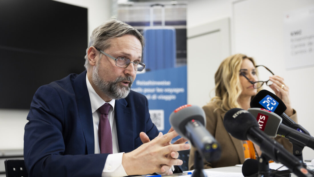 Der Schweizer Botschafter Olivier Bangerter informierte die Medien am Montag über seine Ausreise und die aktuelle Lage im Iran. 20260316154729250.jpg