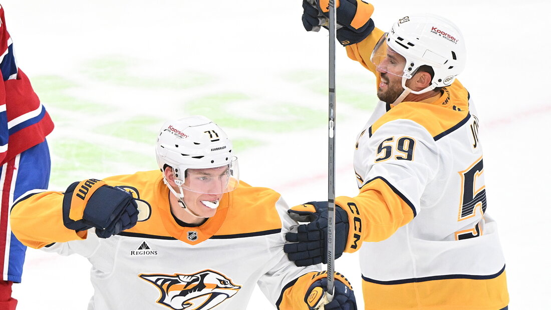 Roman Josi (rechts) jubelt über den Auswärtssieg gegen die Montreal Canadiens 20261009063016491.jpg