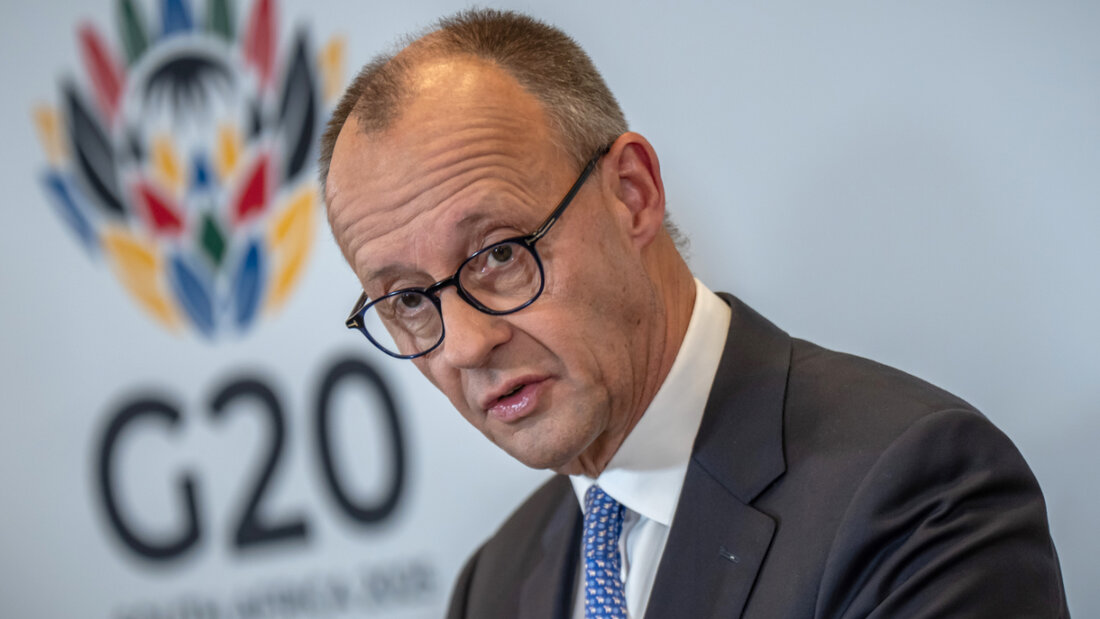 Bundeskanzler Friedrich Merz (CDU) nimmt an einer Pressekonferenz nach dem G20-Gipfeltreffen teil. Der G20 Gipfel fand erstmalig in Afrika statt. Foto: Michael Kappeler/dpa 20251123152940740.jpg