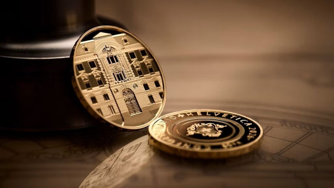Die Bildseite zeigt das Swissmint-Gebäude im Berner Kirchenfeldquartier. Auf der Wertseite ist ein Wappen abgebildet, das dem Mosaikboden im Treppenhaus des Gebäudes nachempfunden ist. 20260915111103056.jpg