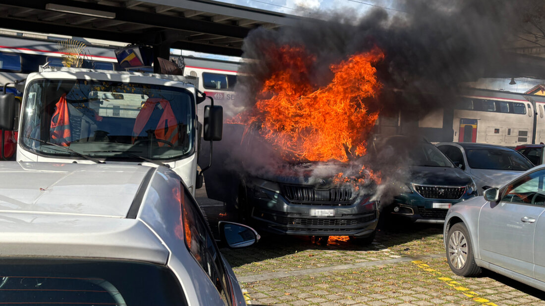 Ein Fahrzeugbrand in Frauenfeld TG hat am Freitag grossen Sachschaden verursacht. 20251025095037101.jpg