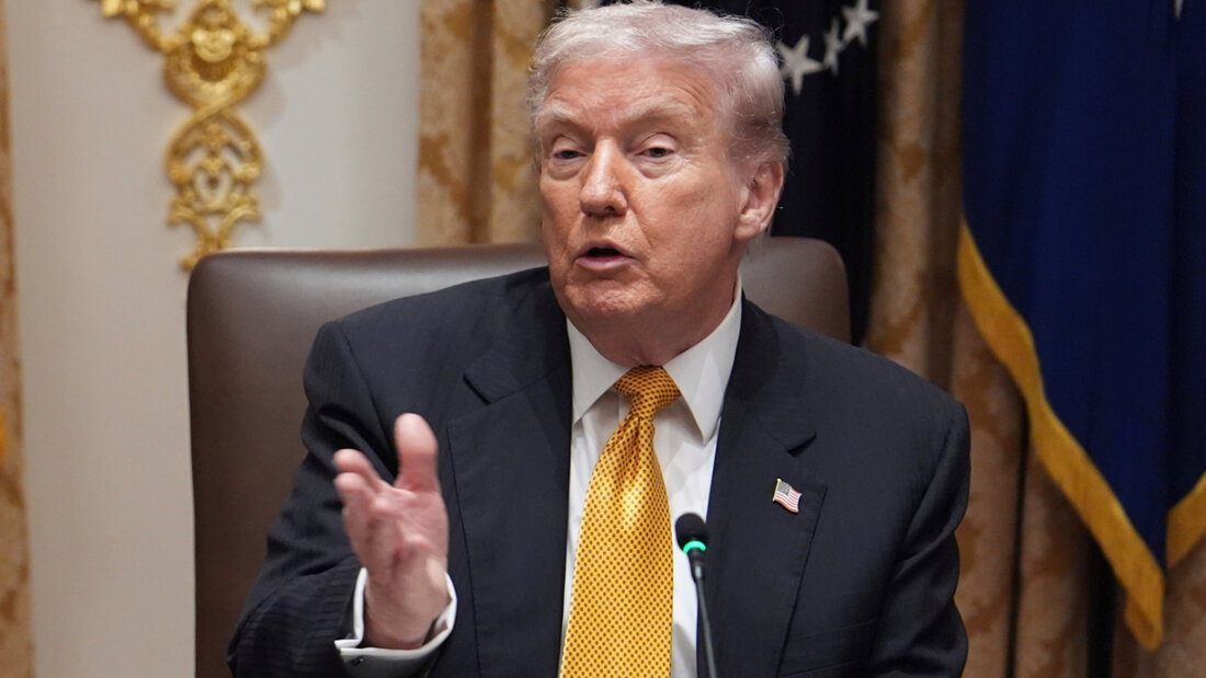 US-Präsident Donald Trump spricht im Kabinettssaal des Weißen Hauses. Foto: Evan Vucci/AP/dpa 20251108003923005.jpg