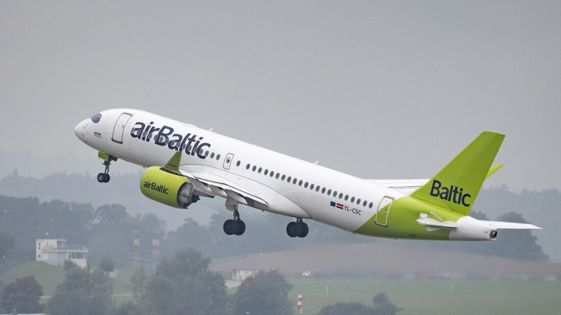 Die lettische Airline Air Baltic, die auch für die Swiss fliegt, ist finanziell schwer angeschlagen. Um Schulden und andere Verpflichtungen zu restrukturieren, wurde ein US-Insolvenzverfahren nach Chapter 11 eingeleitet. (KEYSTONE/Gaetan Bally) 20260914090503513.jpg