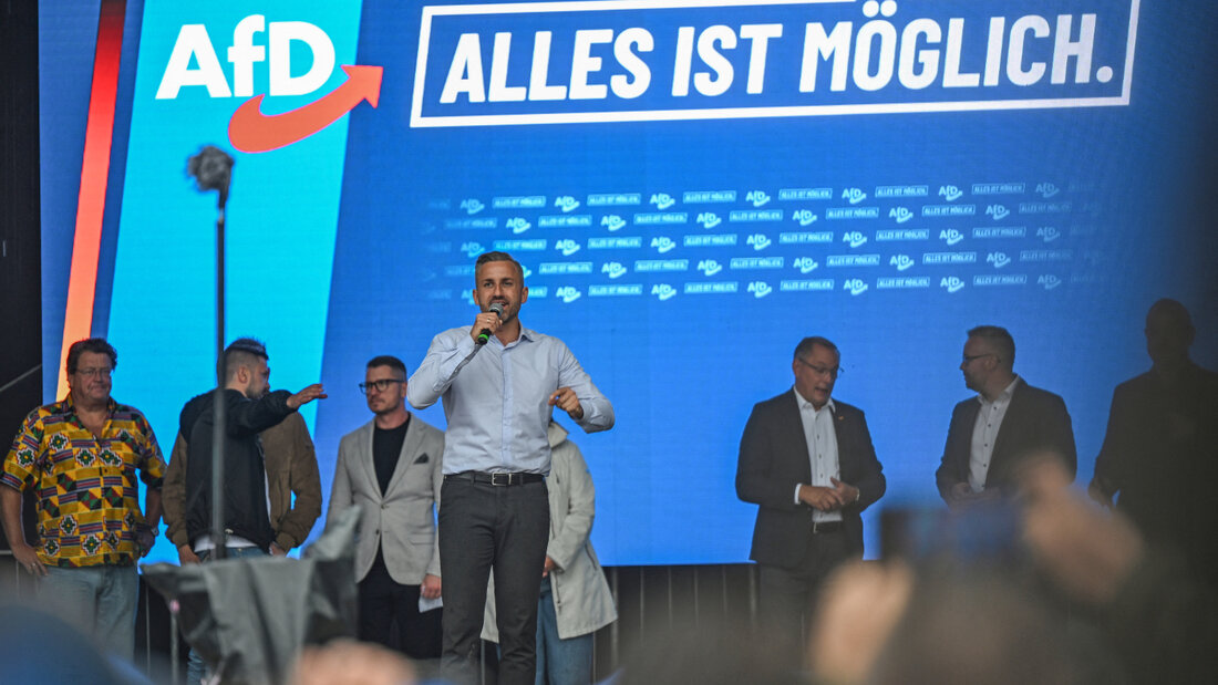 Ulrich Siegmund, Spitzenkandidat der AfD in Sachsen-Anhalt, im Wahlkampf. Foto: Michael Brandt/dpa 20260905081158092.jpg