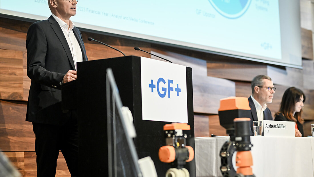 Georg Fischer (GF) unter Konzernchef Andreas Müller hat im Geschäftsjahr 2024 markant mehr Umsatz gemacht. Dafür ist vor allem die 2023 erfolgte Übernahme der finnischen Uponor verantwortlich. (Archivbild) 20250226070706947.jpg
